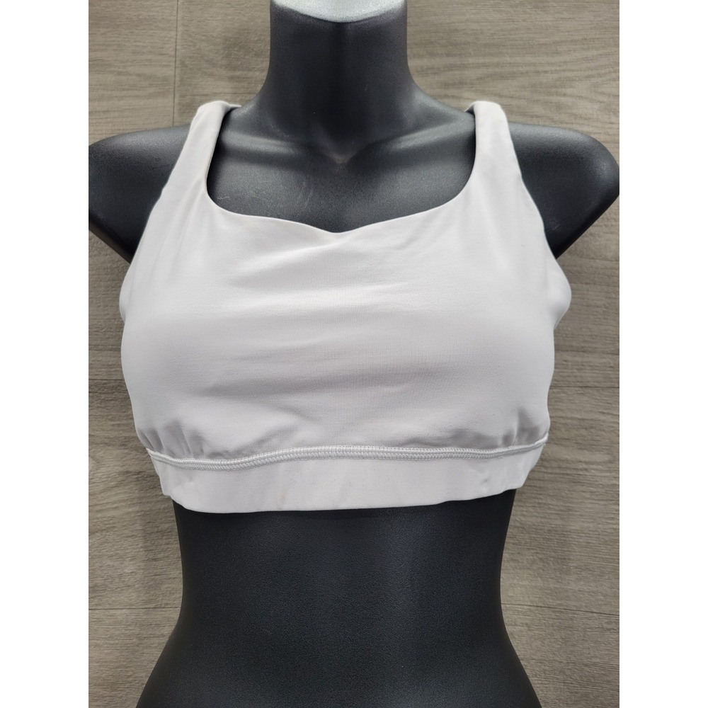 Lululemon Energy Bra Women's 8 White Medium Support B-D Cups LW2EB3S Yoga